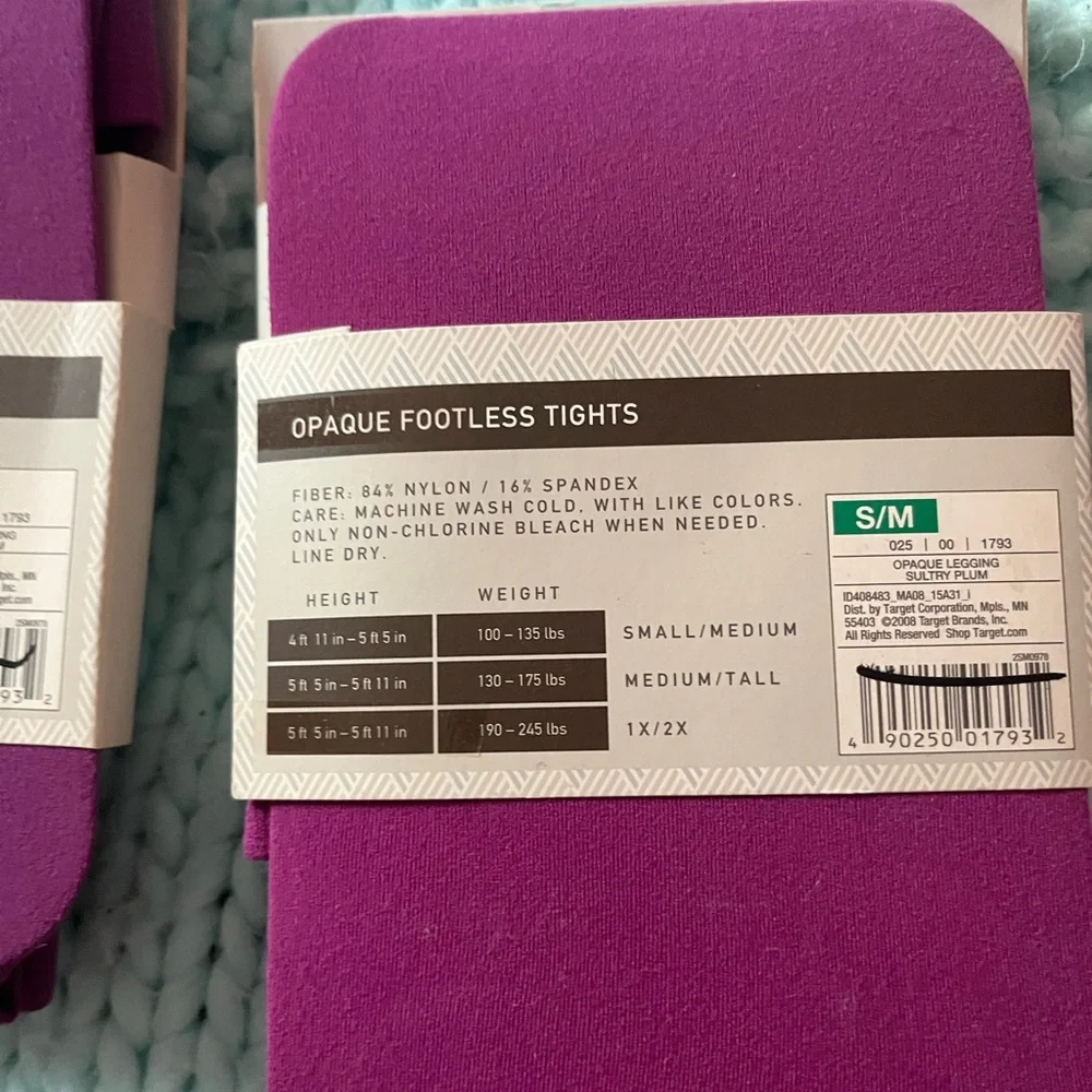 Merona Opaque Footless Tights — Purple (S/M) - Picture 7 of 7